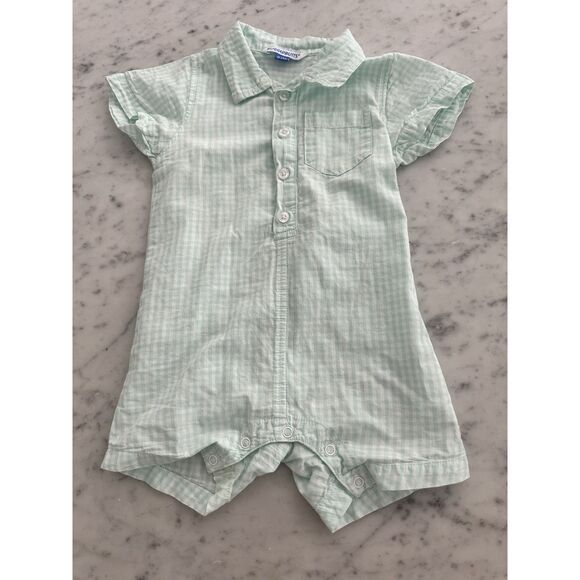 Rugged Butts 18-24 Month Romper Light Green Gingham Short Sleeve 100% Cotton - Picture 1 of 5
